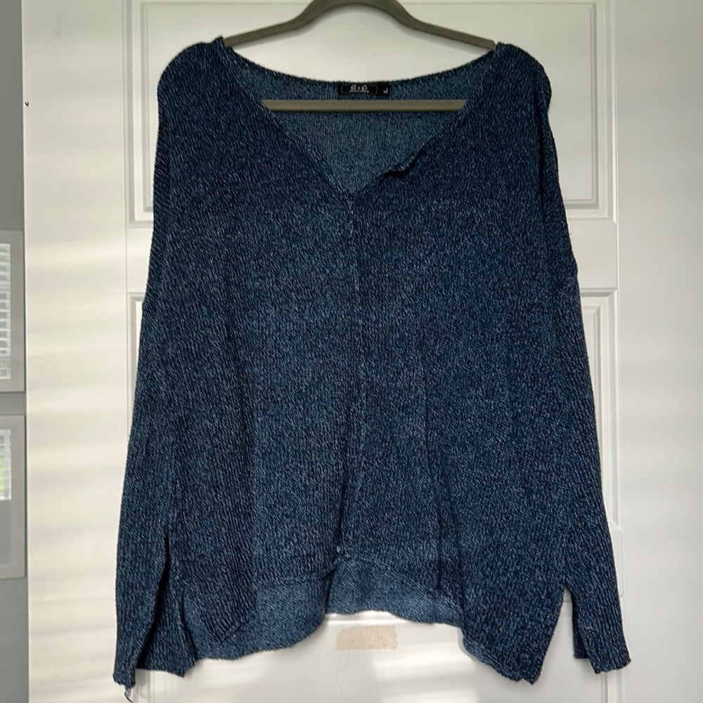 blue cardigan